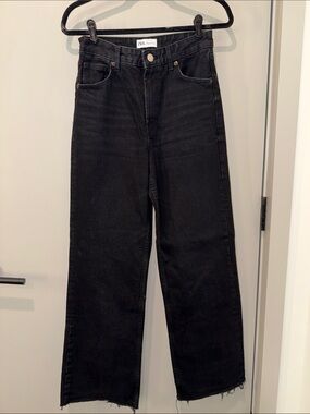 Zara Black High-Rise Wide-Leg Jeans
